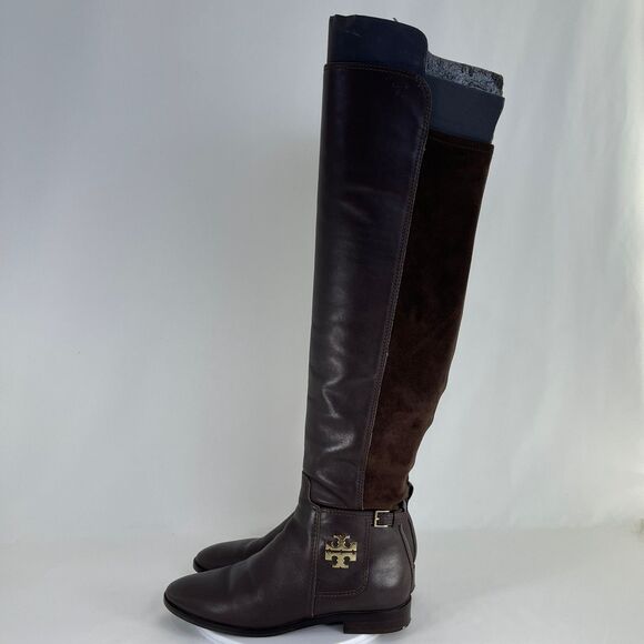Tory Burch WYATT OVER-THE-KNEE BOOT CALF LEATHER/STRETCH SUEDEWomen's 8